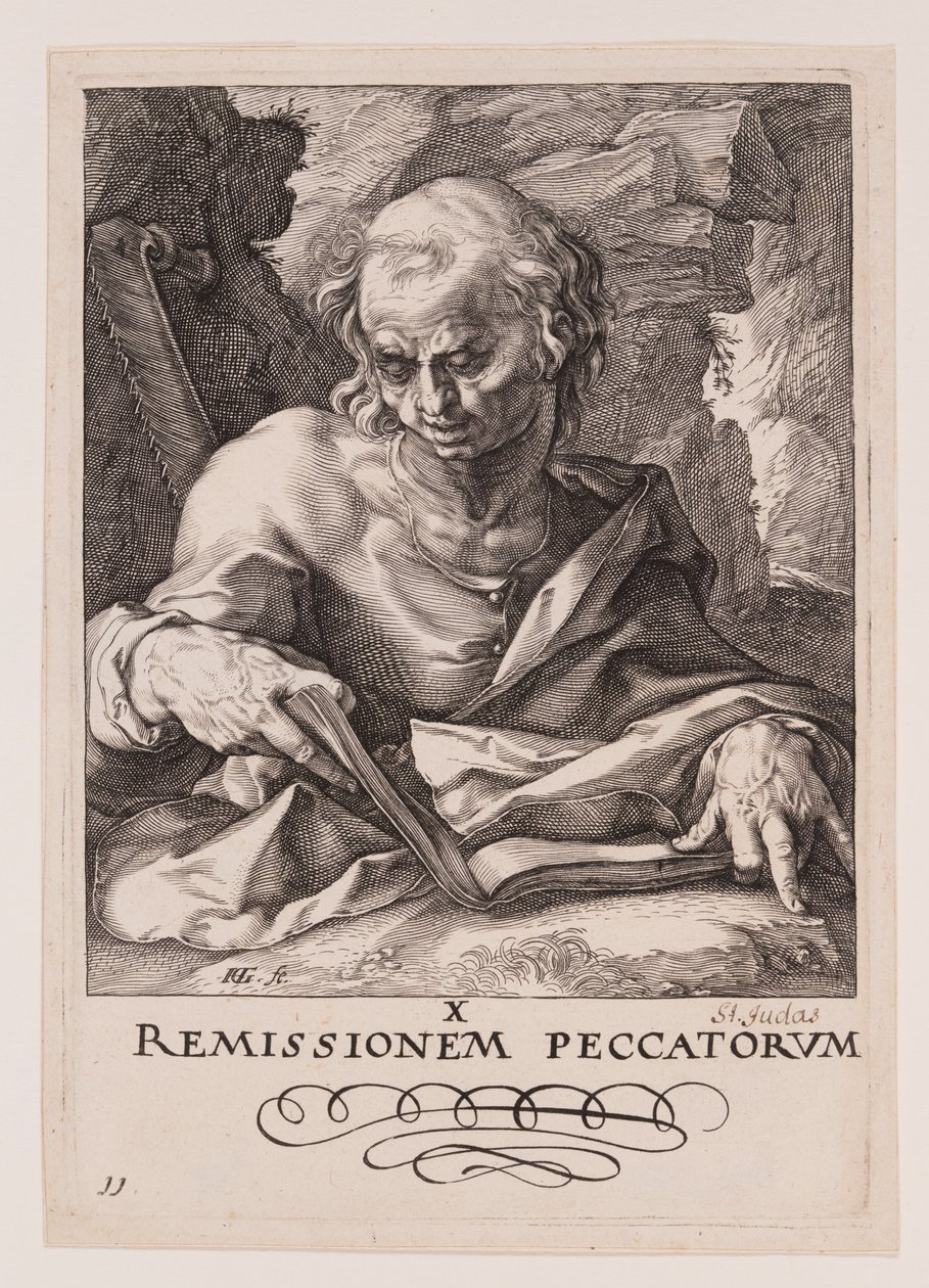 St Simon, from Christ, the Apostles and St Paul with the Creed by Hendrick Goltzius