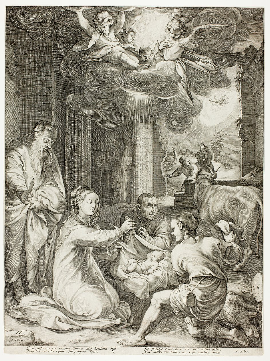 The Adoration of the Shepherds, plate three from The Birth and Early Life of Christ by Hendrick Goltzius