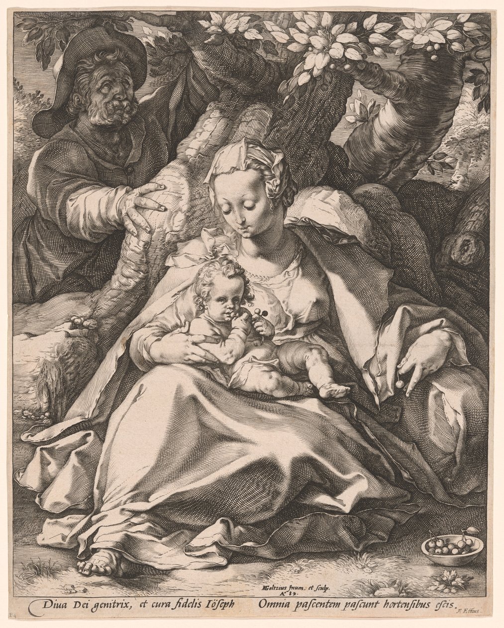 The Holy Family under a Cherry Tree by Hendrick Goltzius