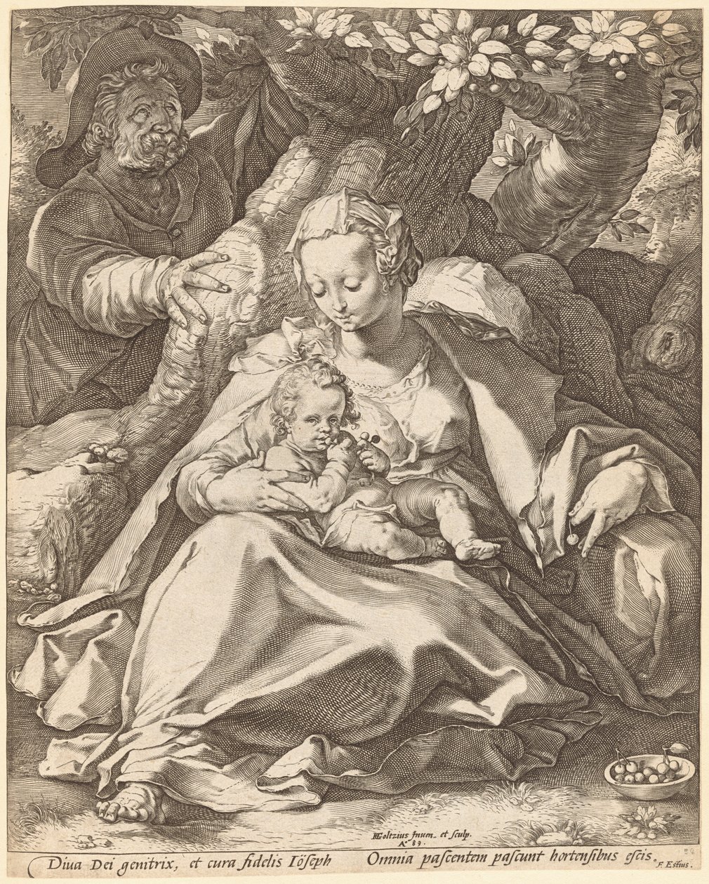 The Holy Family under a Cherry Tree by Hendrick Goltzius