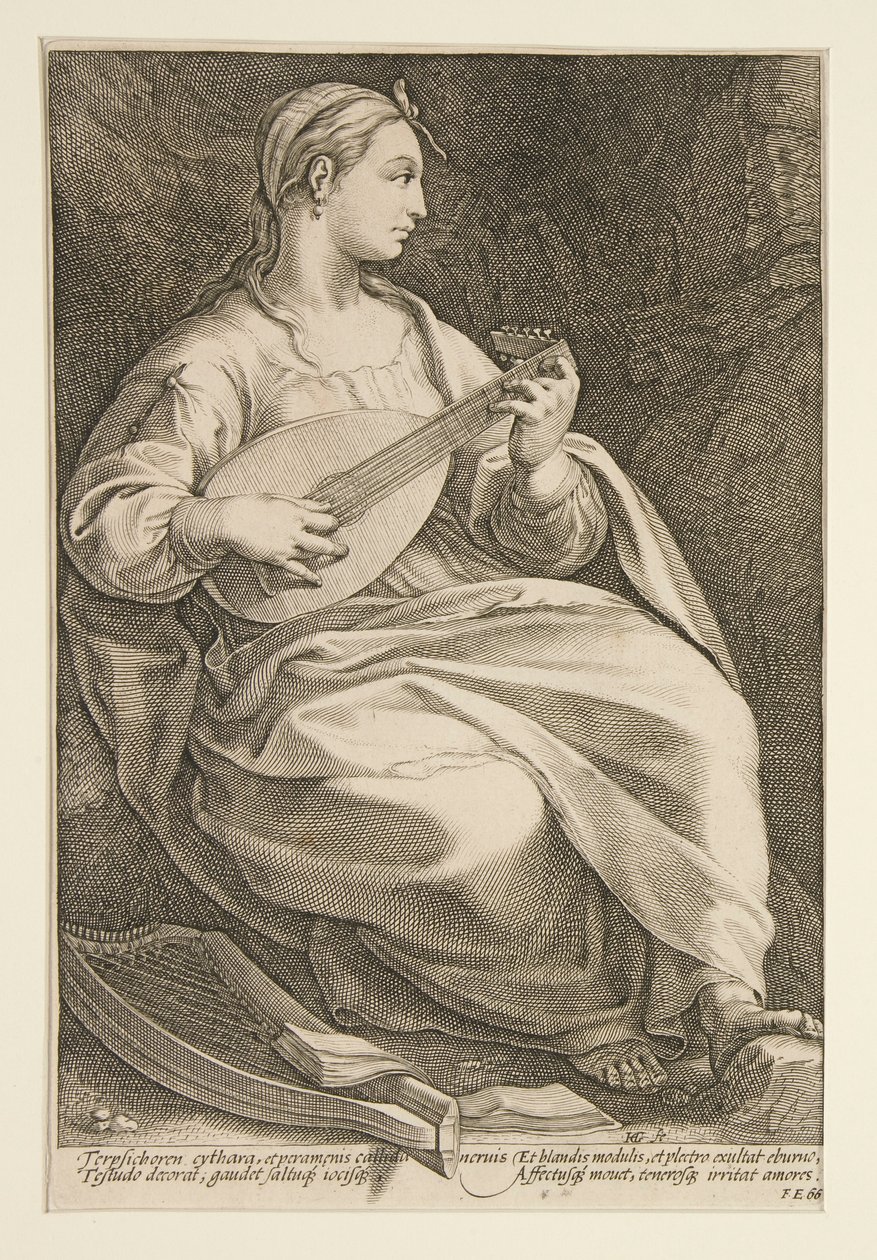 The Nine Muses: Terpsichore, #5 in a Series of 9 by Hendrick Goltzius