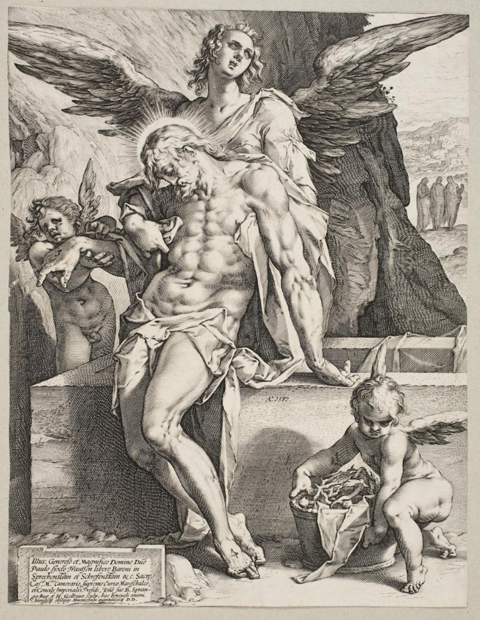 The Body of Christ Supported by an Angel by Hendrick Goltzius