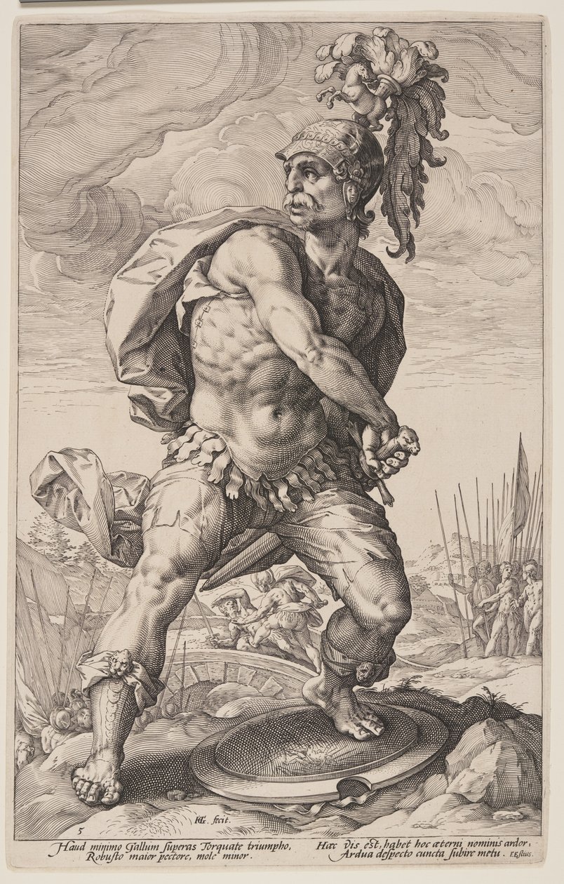 Titus Manlius Torquatus, from The Roman Heroes by Hendrick Goltzius