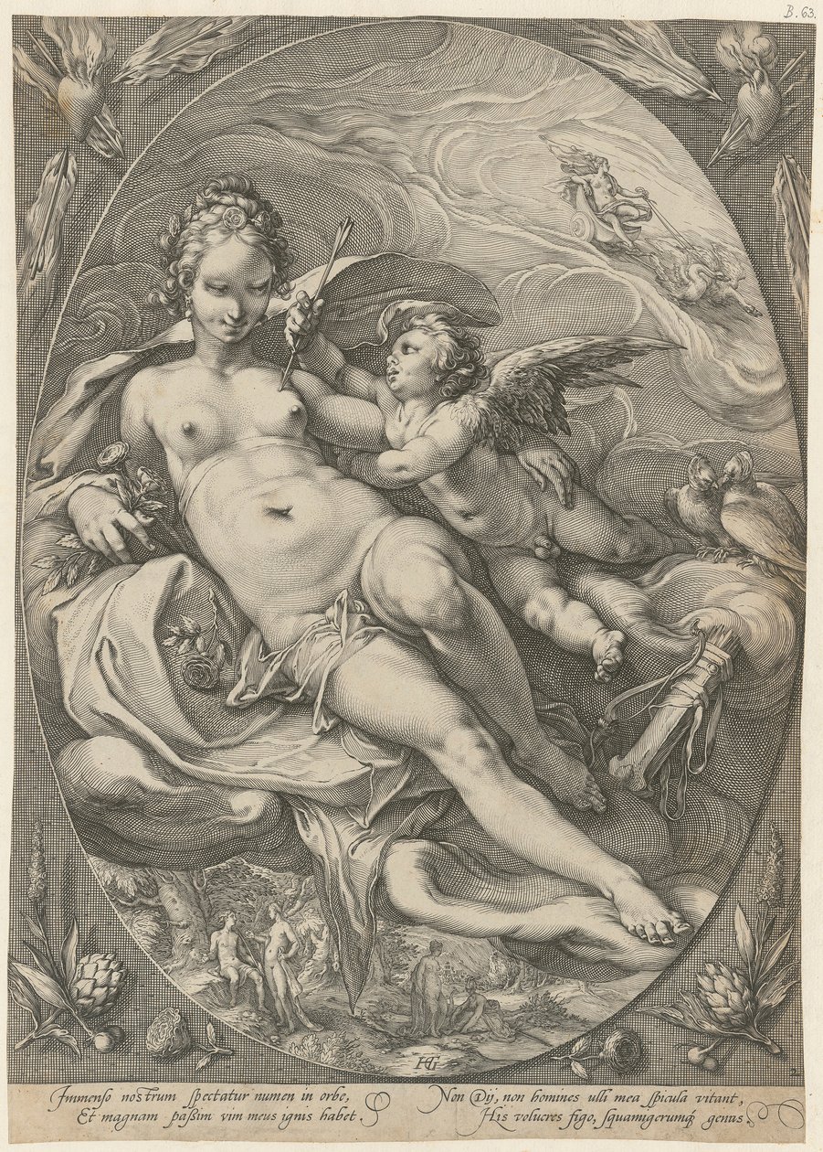 Venus and Cupid, Plate 2 of the Series "Three Goddesses" by Hendrick Goltzius