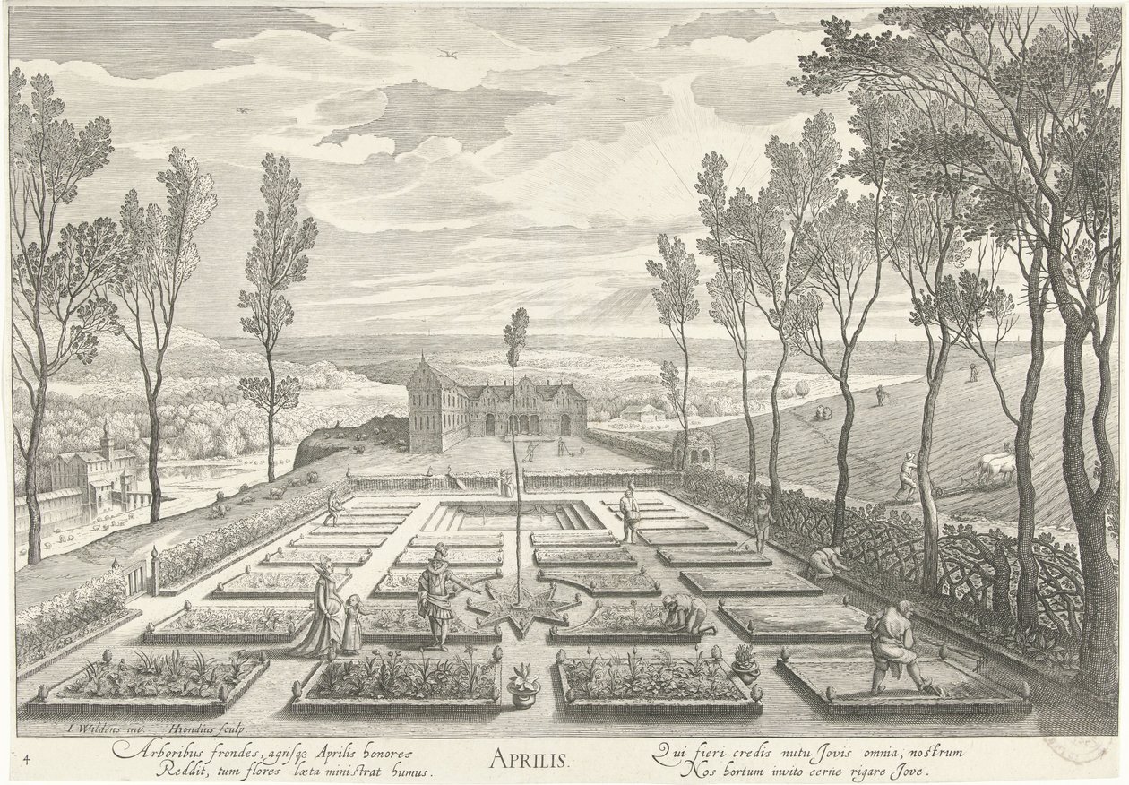 April, with a Company in a Garden by Hendrick Hondius (I)
