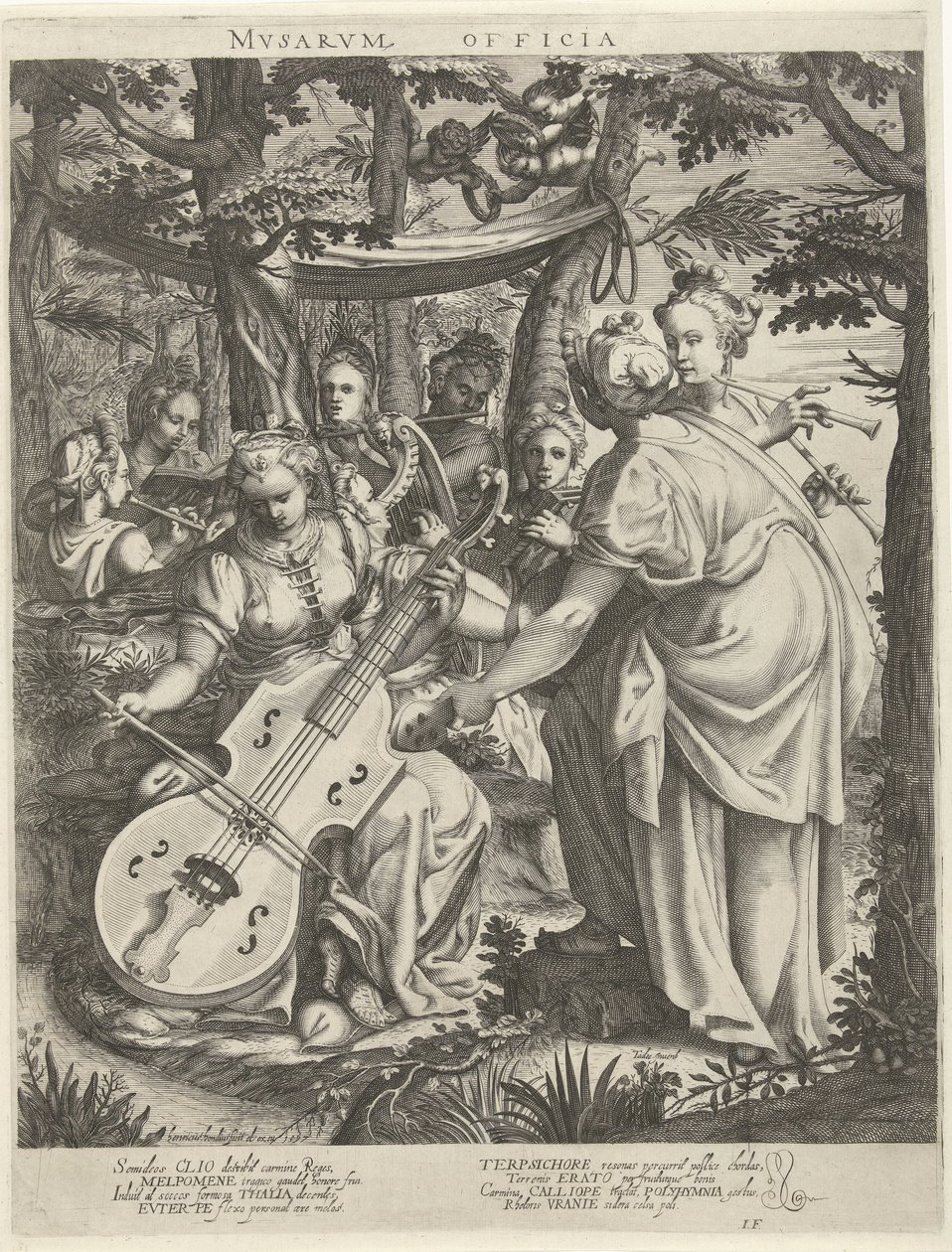 Concert of the Muses on Parnassus (Musarum Officia) by Hendrick Hondius (I)