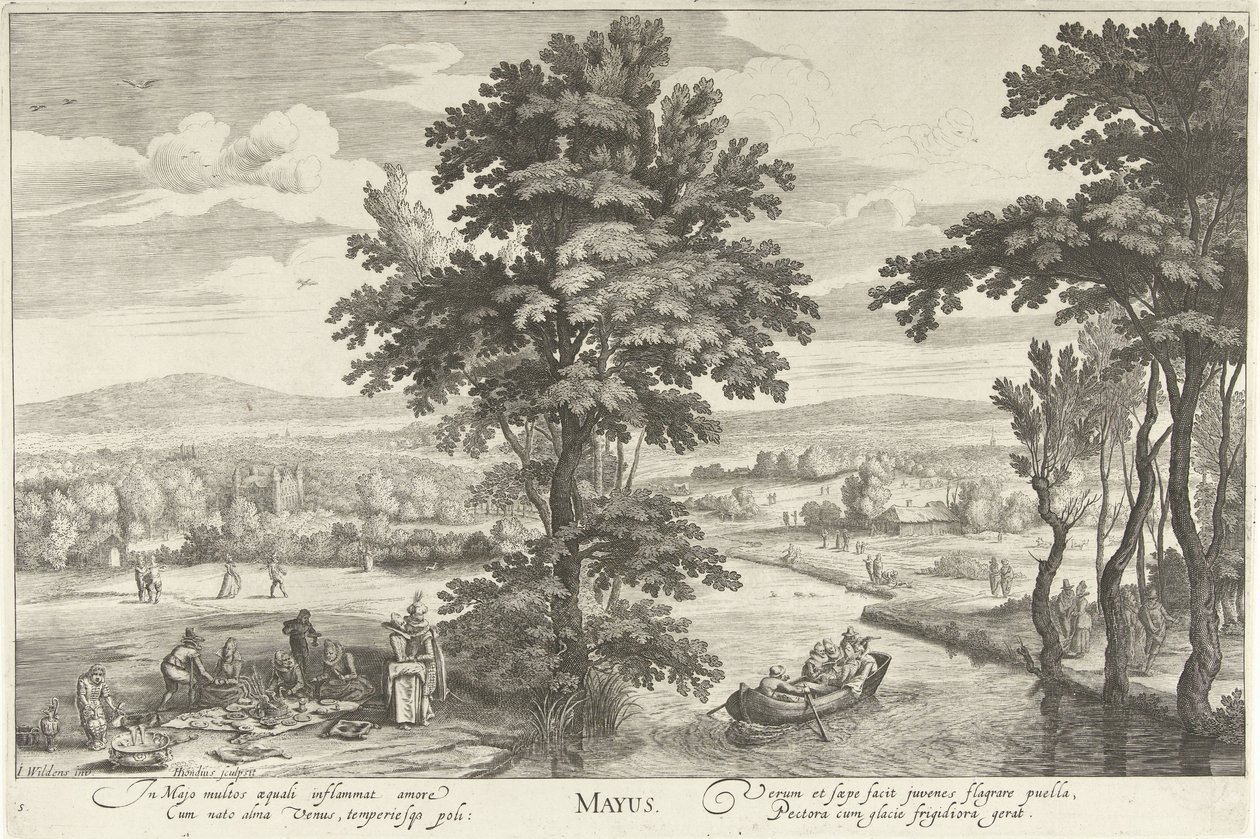 May, with a Group in a Landscape (Mayus, The Twelve Months) by Hendrick Hondius (I)