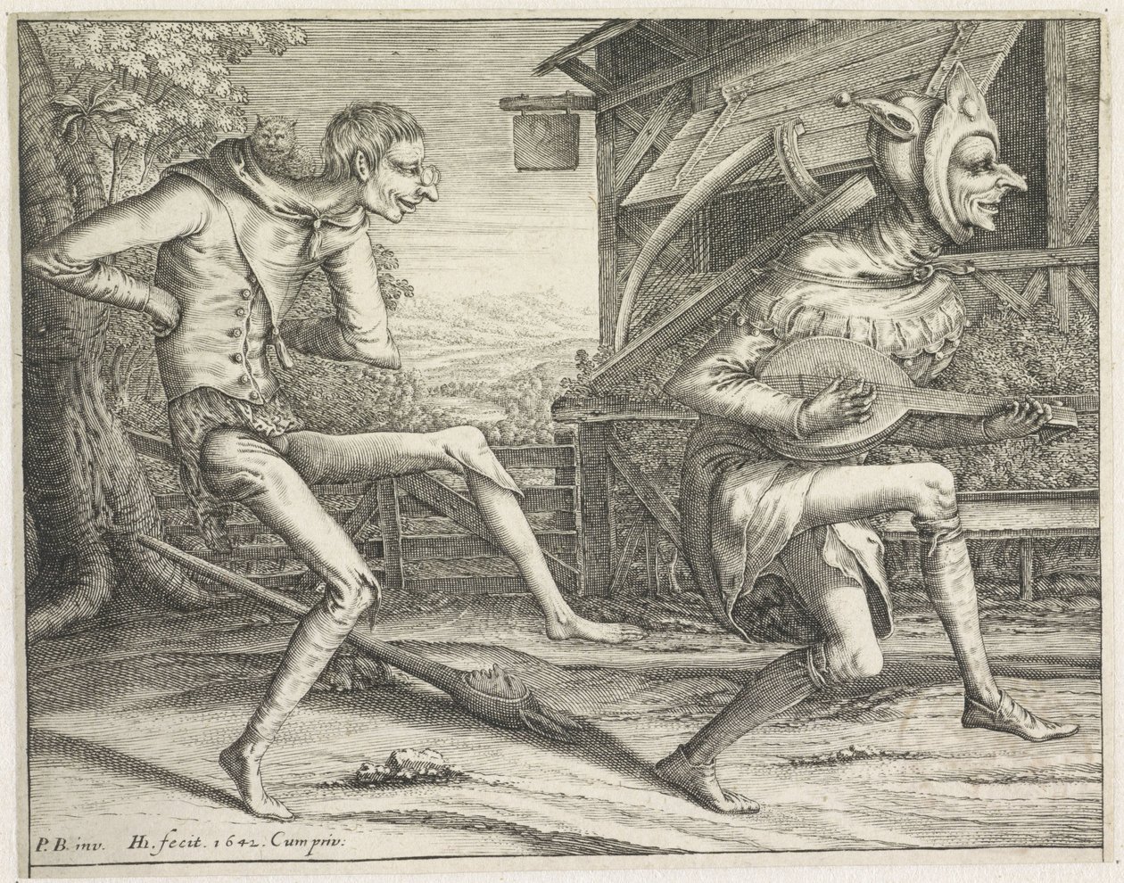 Two Dancing Fools by Hendrick Hondius (I)