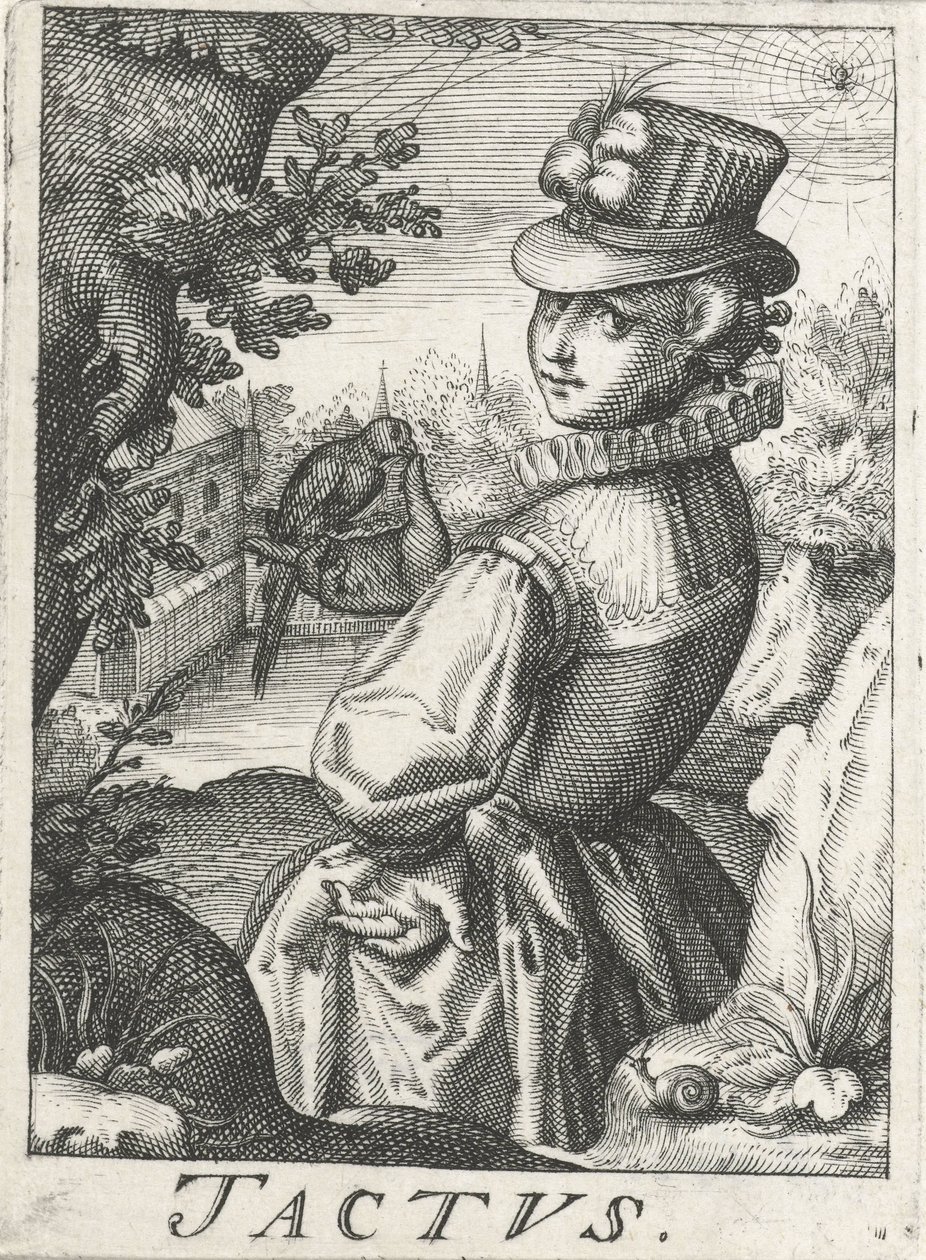 Sense of Touch, a Woman with a Bird by Hendrick Hondius (rejected attribution)