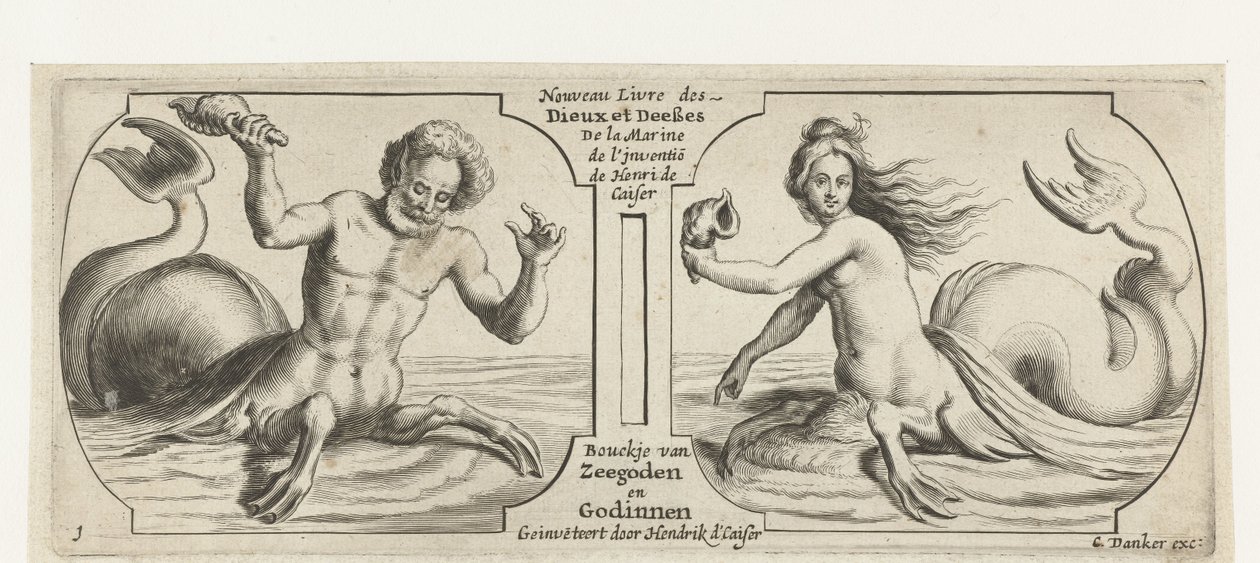 Two Compartments, Each with a Triton (New Book of Marine Gods and Goddesses) by Hendrick de Keyser (I)