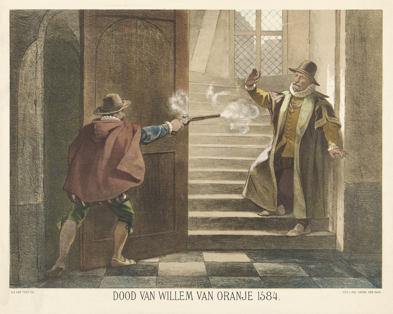 Murder of William of Orange, 1584 by Hendrik Albert van Trigt