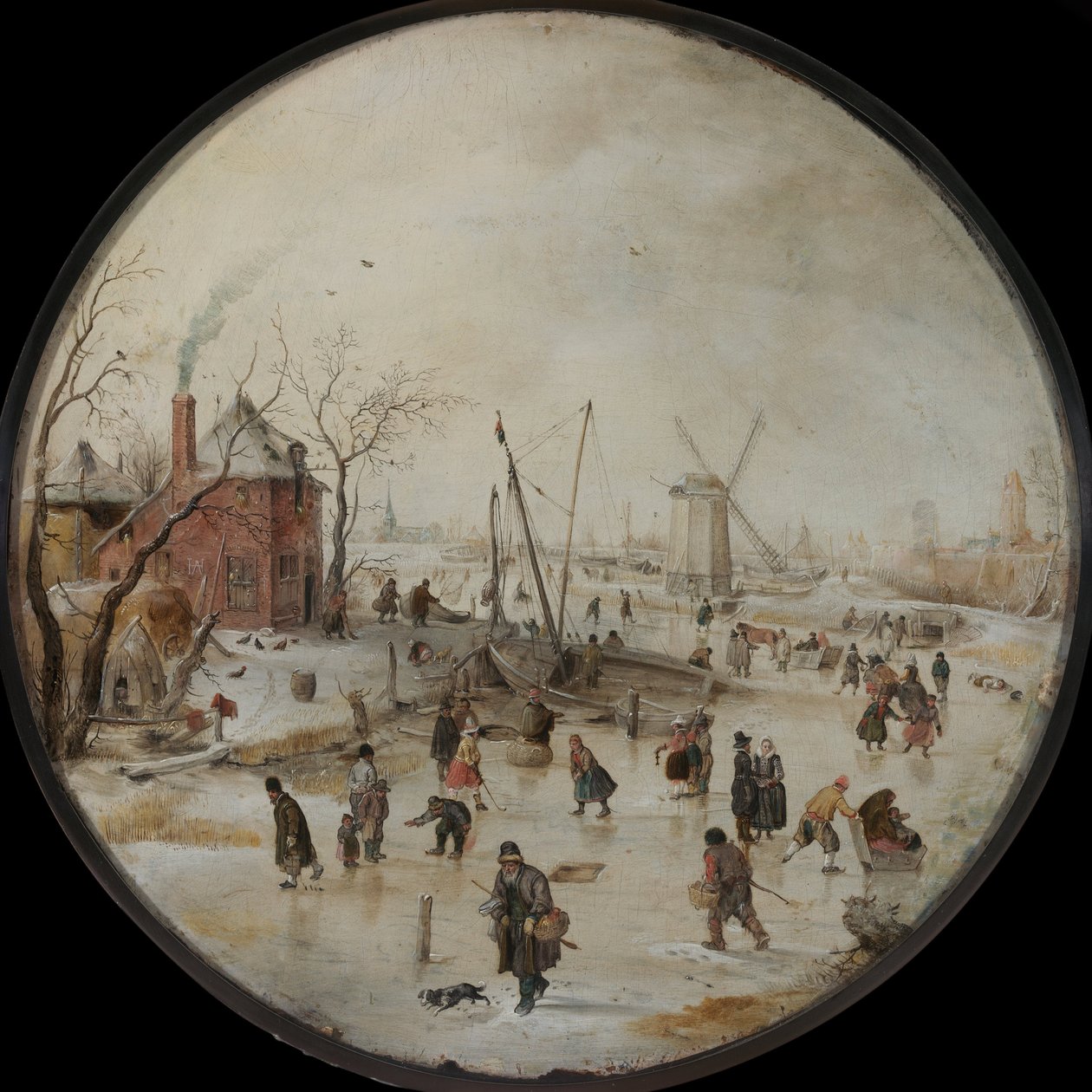 Frozen River with Skaters by Hendrik Avercamp