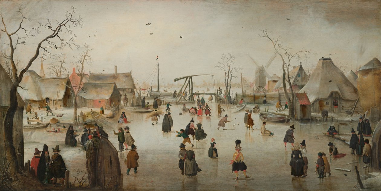 Ice-Skating in a Village by Hendrik Avercamp