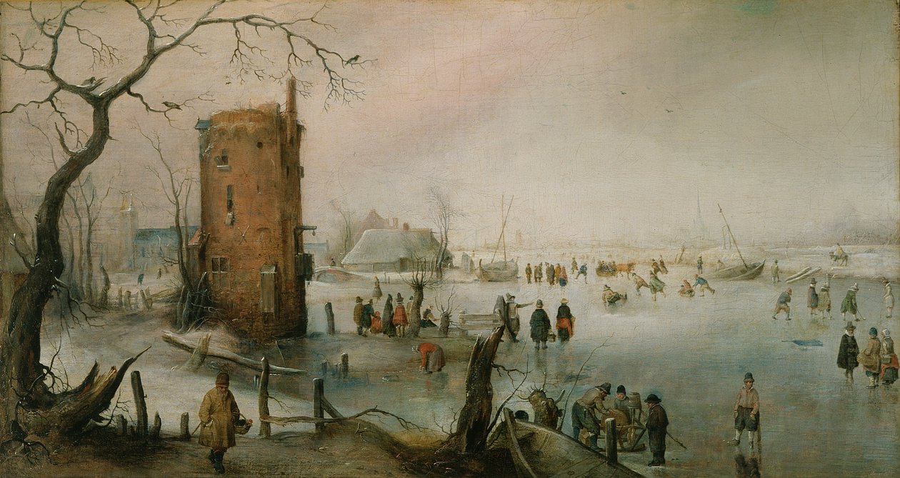 Skating Near a Town, c.1610–20 by Hendrik Avercamp
