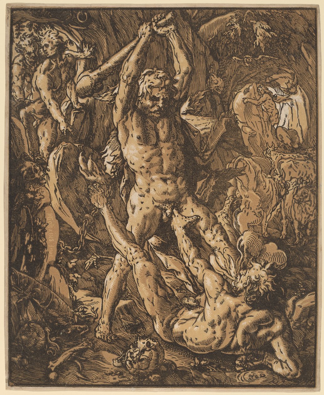 Hercules Killing Cacus by Hendrik Goltzius
