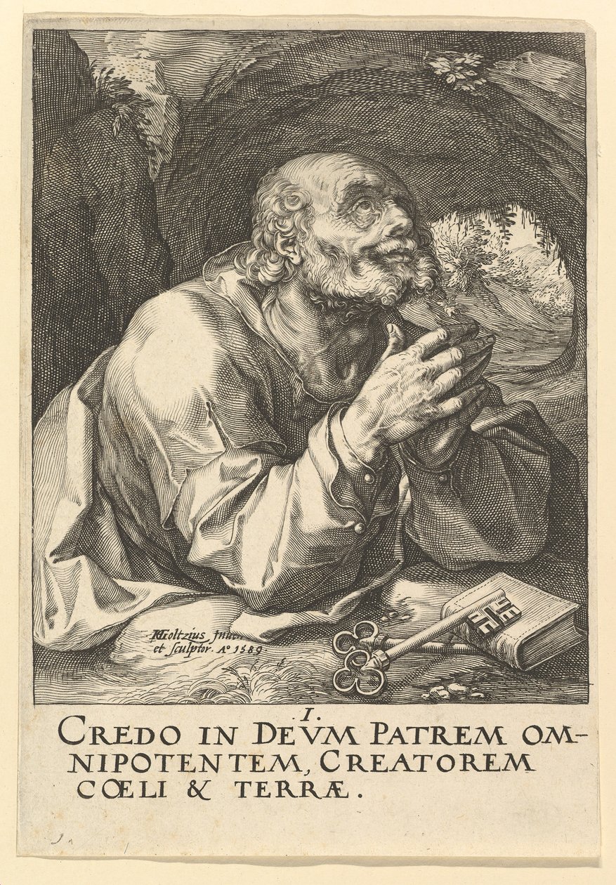 St. Peter, from Christ, the Apostles and St. Paul with the Creed by Hendrik Goltzius