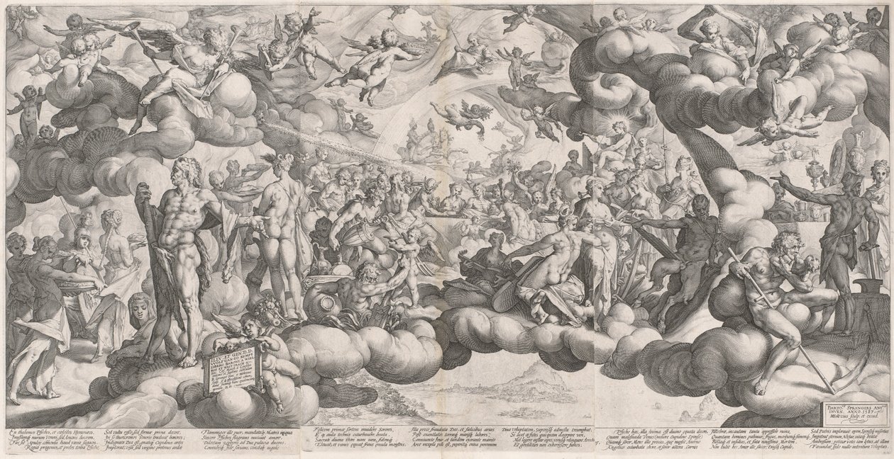 The Wedding of Cupid and Psyche by Hendrik Goltzius after Bartholomaeus Spranger