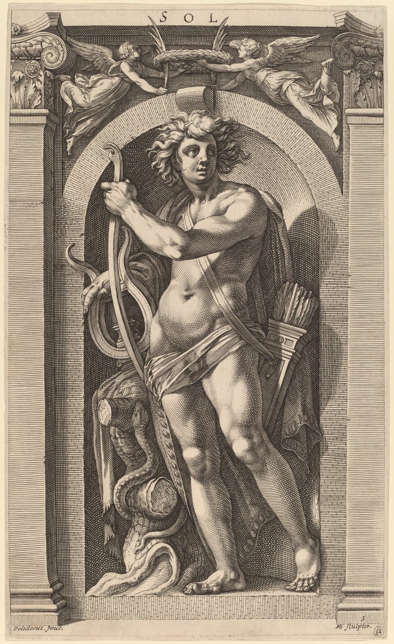 Sol or Apollo by Hendrik Goltzius after Polidoro da Caravaggio