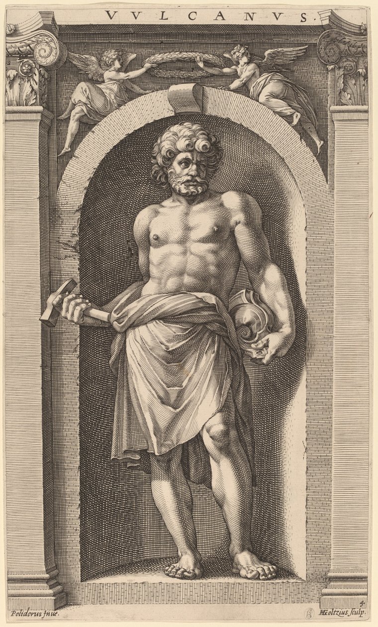 Vulcan by Hendrik Goltzius after Polidoro da Caravaggio