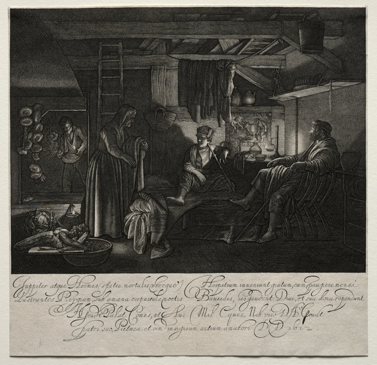 Jupiter and Mercury at the House of Philemon and Baucis by Hendrik Goudt