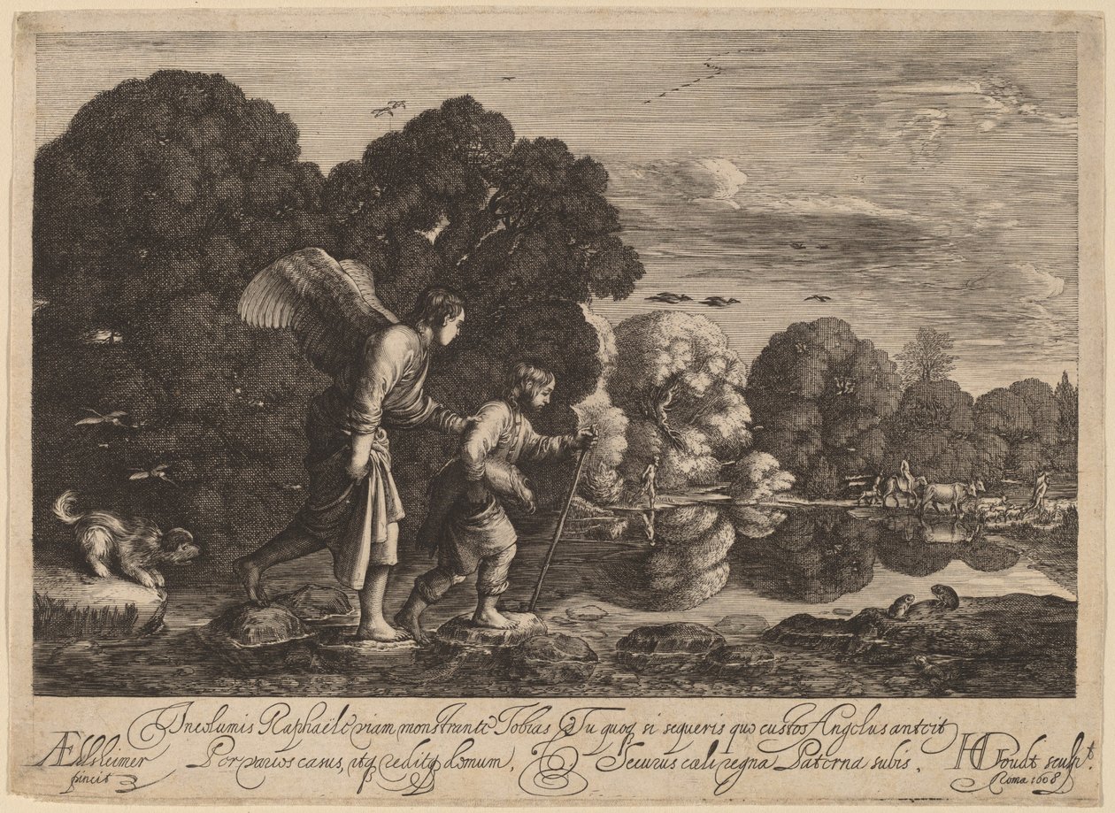 Tobias and the Angel by Hendrik Goudt after Adam Elsheimer