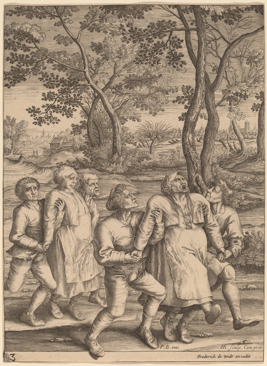 Epileptics Walking to the Right by Hendrik Hondius I after Pieter Bruegel the Elder