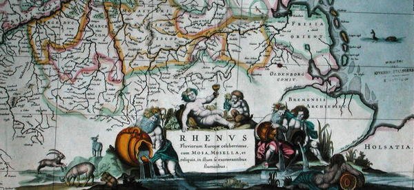 Cartouche of a map of the course of the Rhine, from 