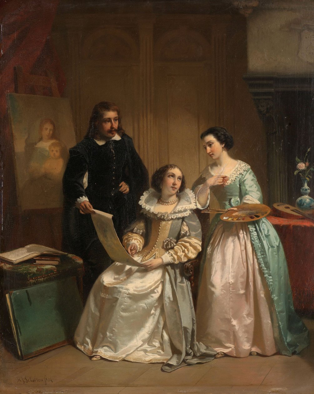 Gerard van Honthorst Showing the Drawings of His Pupil to Amalia van Solms by Hendrik Jacobus Scholten