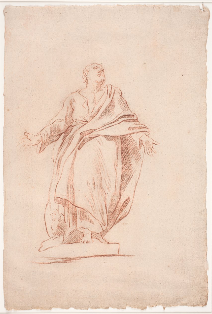 Standing Man with Outstretched Arms, on a Pedestal. (Study after Sculpture). (A Saint) by Hendrik Krock
