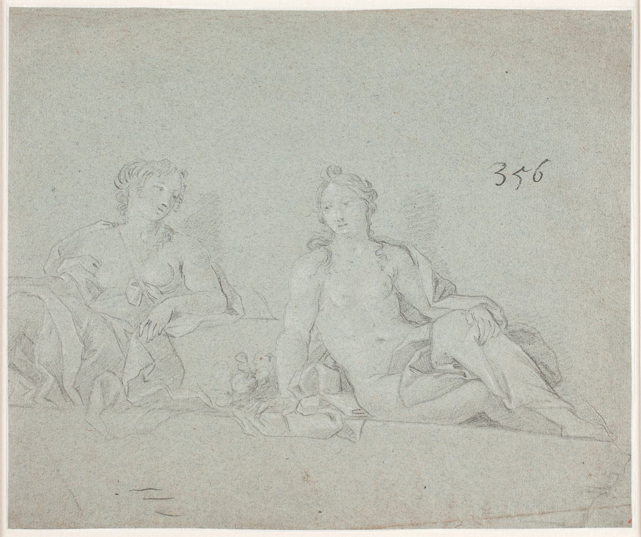 Two Seated Female Figures by Hendrik Krock