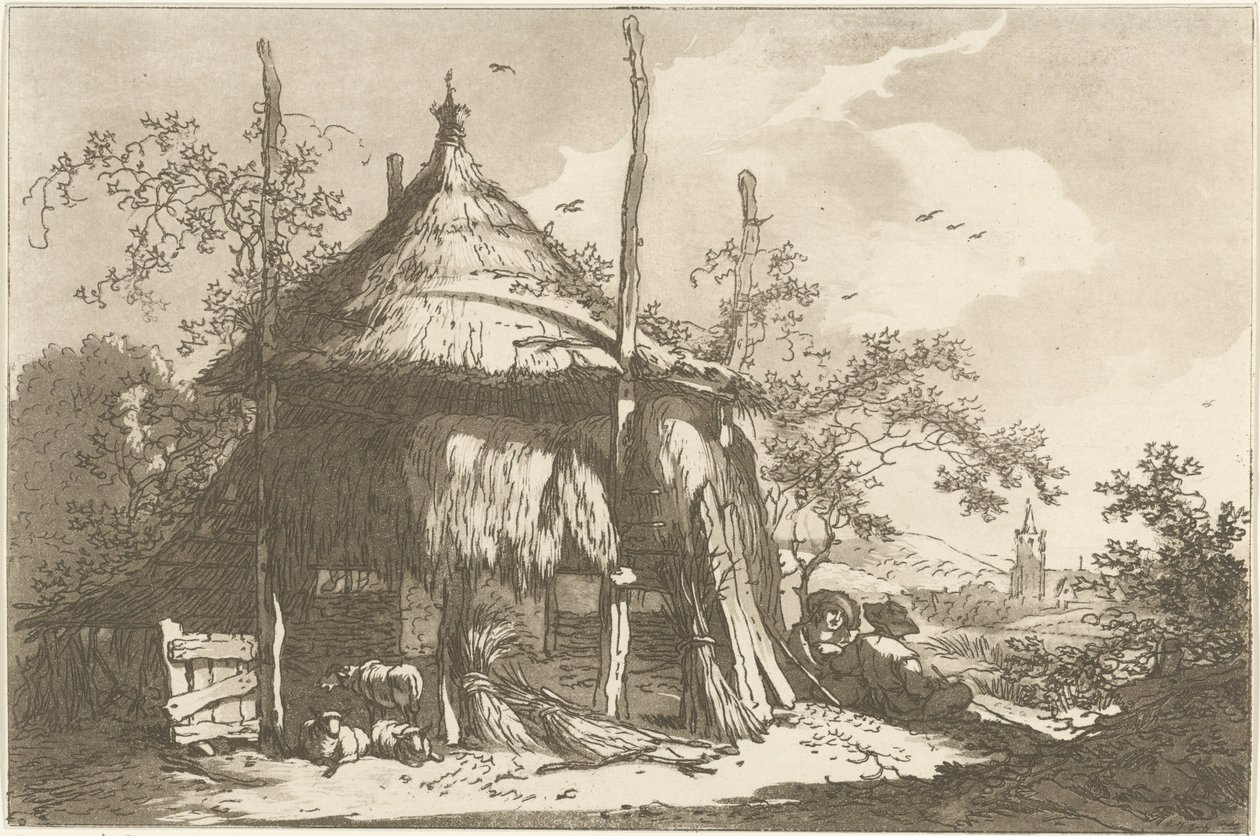 Shepherds by a Haystack (Twelve Designs Calculated for the Use of Those Who Are Learning to Draw Landscape) by Hendrik Meijer
