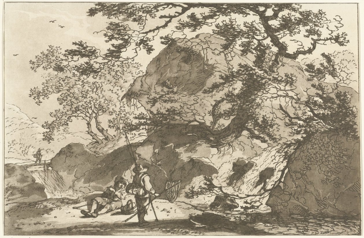 Landscape with a Fisherman and a Resting Man by Hendrik Meijer