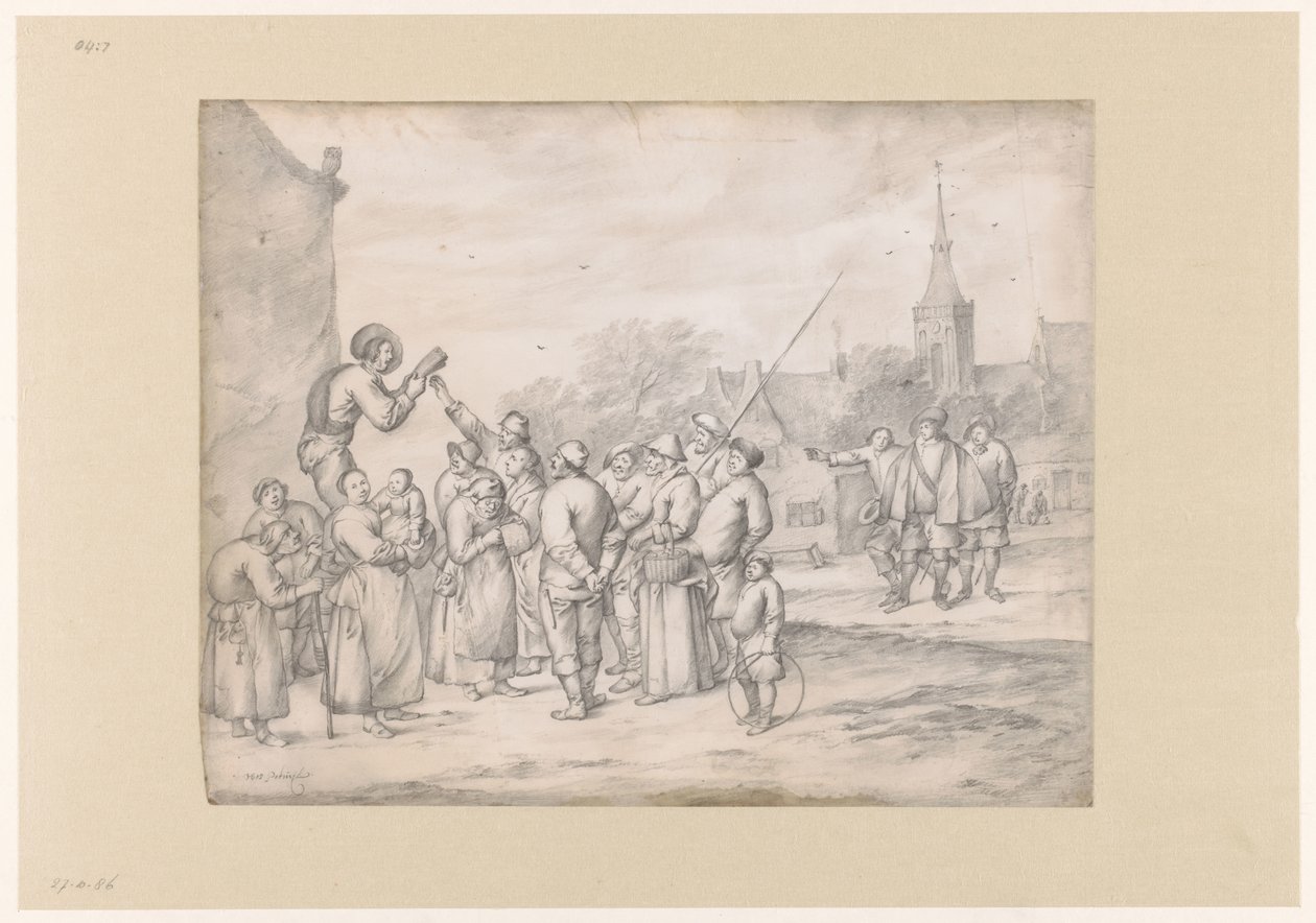 Peddler Selling Pamphlets to Villagers by Hendrik Potuyl