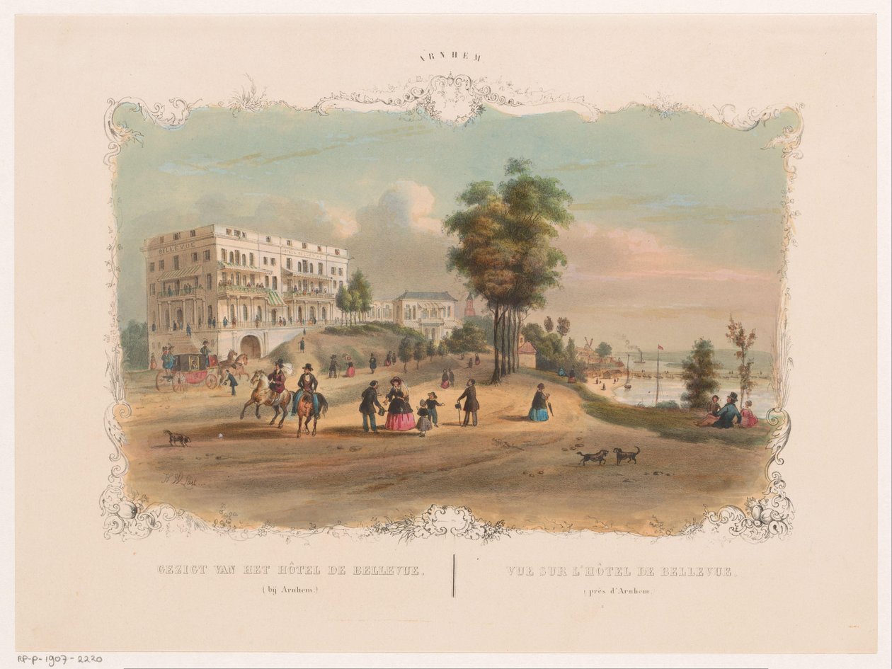 View of the Hotel Bellevue near Arnhem (Arnhem) by Hendrik Wilhelmus Last
