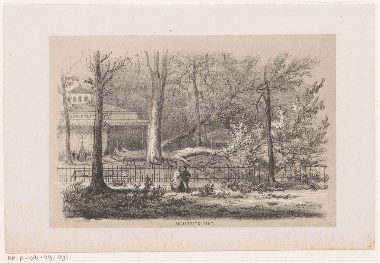 Fallen Tree by the Society, After the Storm of May 28, 1860 by Hendrik Wilhelmus Last