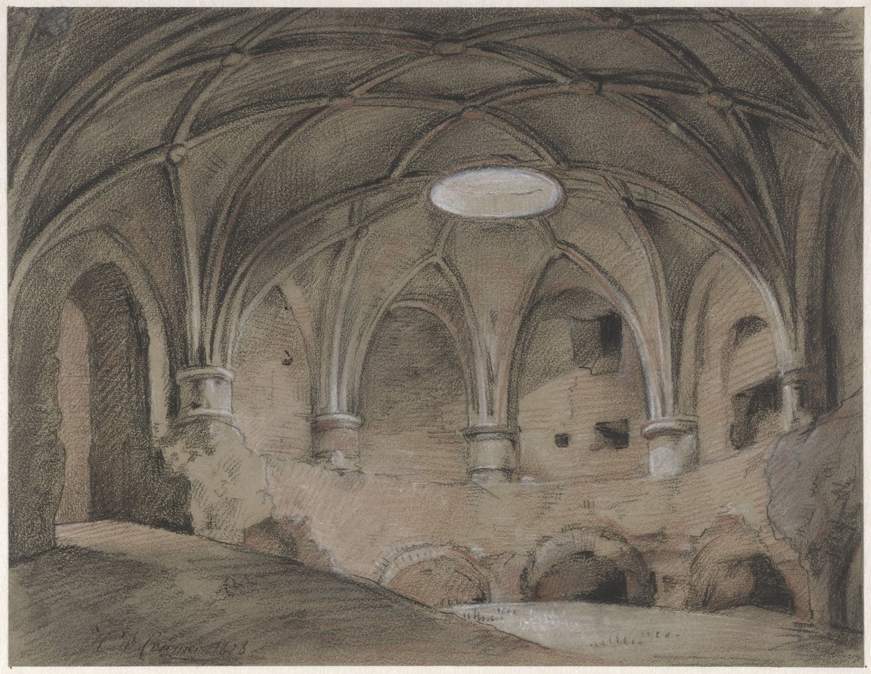 Part of the Spanjaardshol at the Vreeburg in Utrecht by Hendrik Willem Cramer