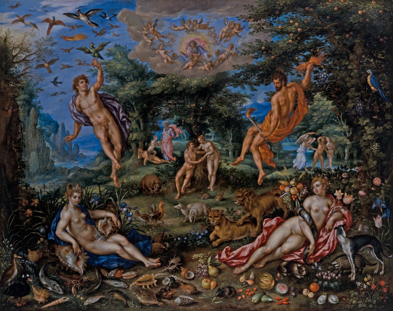 The Four Elements, With Scenes From Genesis Beyond by Hendrik de & Alsloot Denis van Clerck