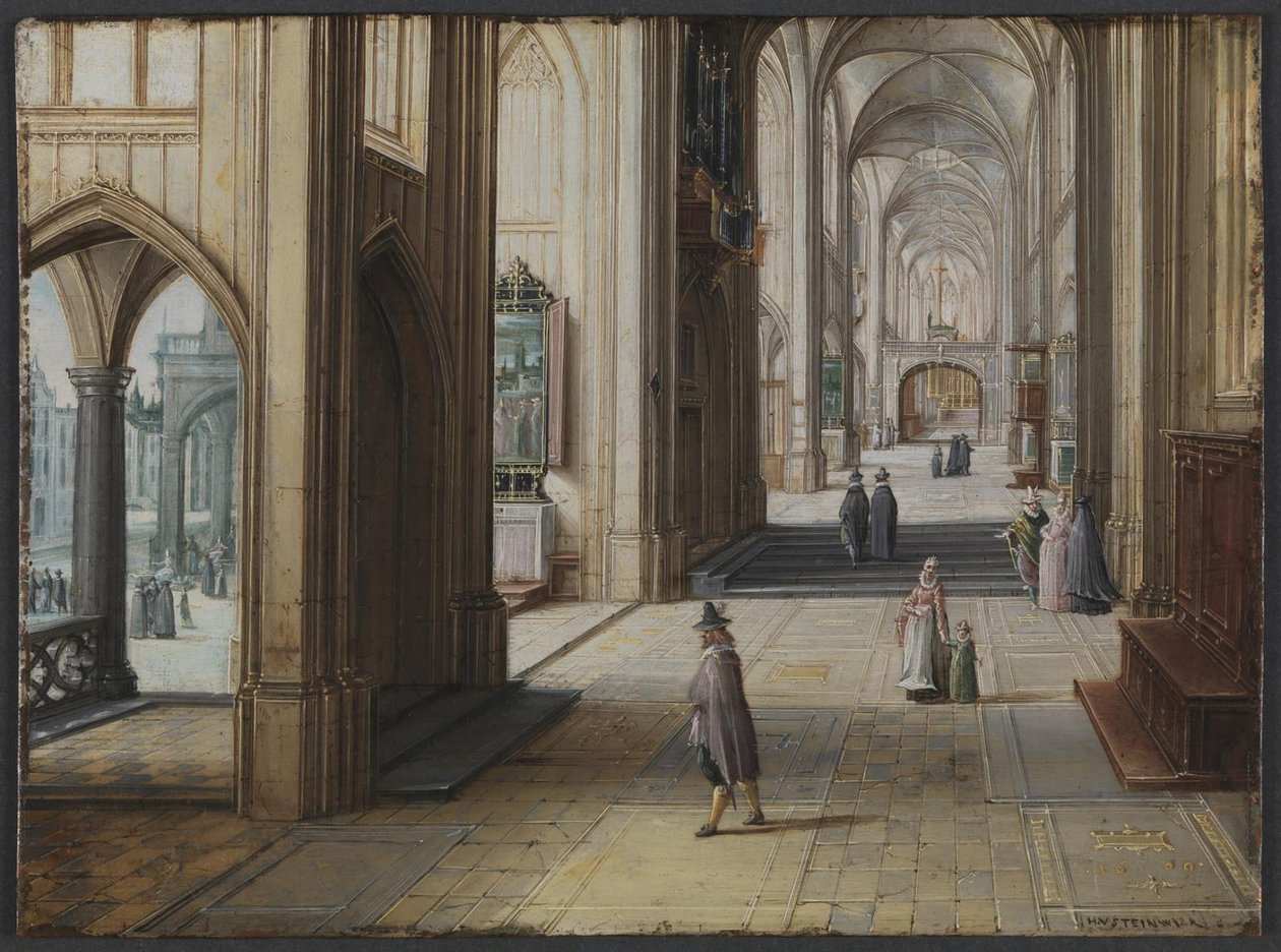 Interior of a Gothic Church Looking East by Hendrik van II Steenwijck