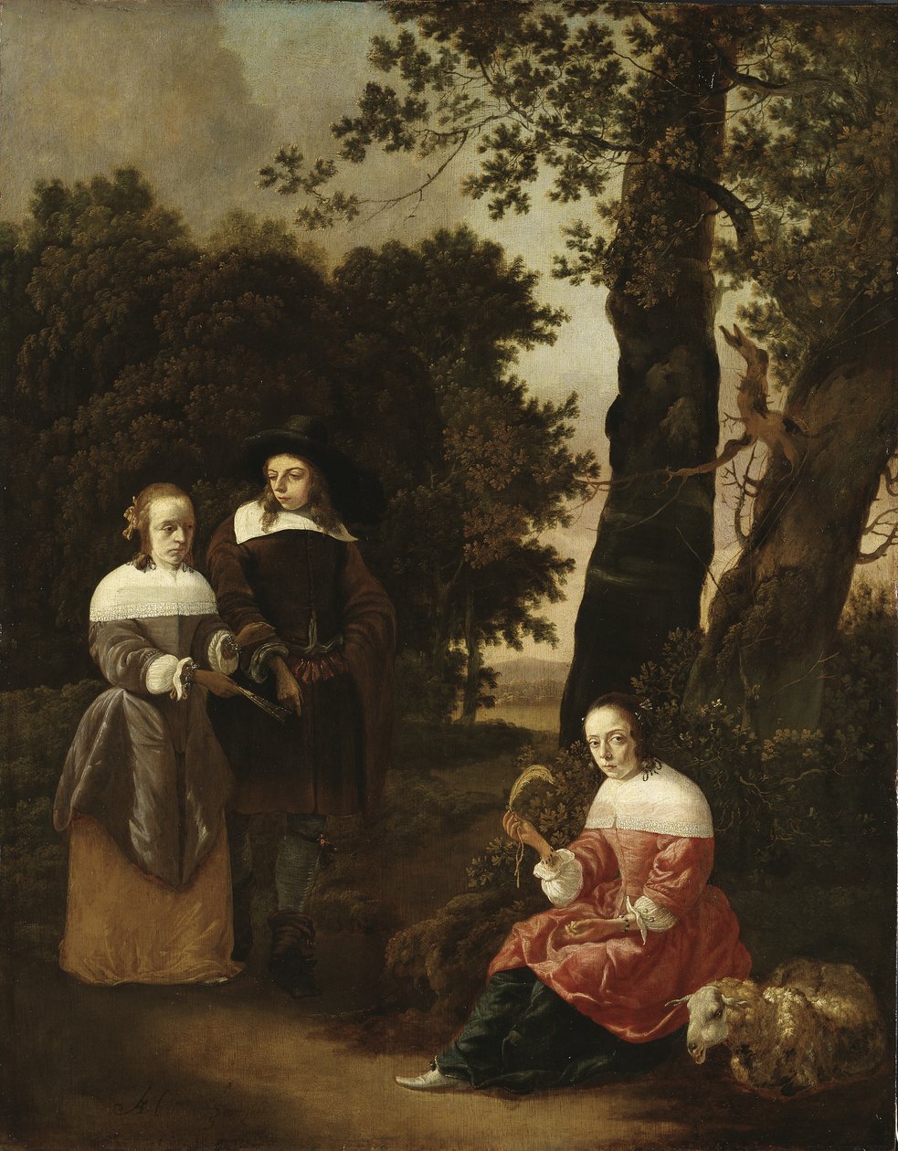 A Couple and a Shepherdess in a Landscape, 1661 by Hendrik van der Burgh