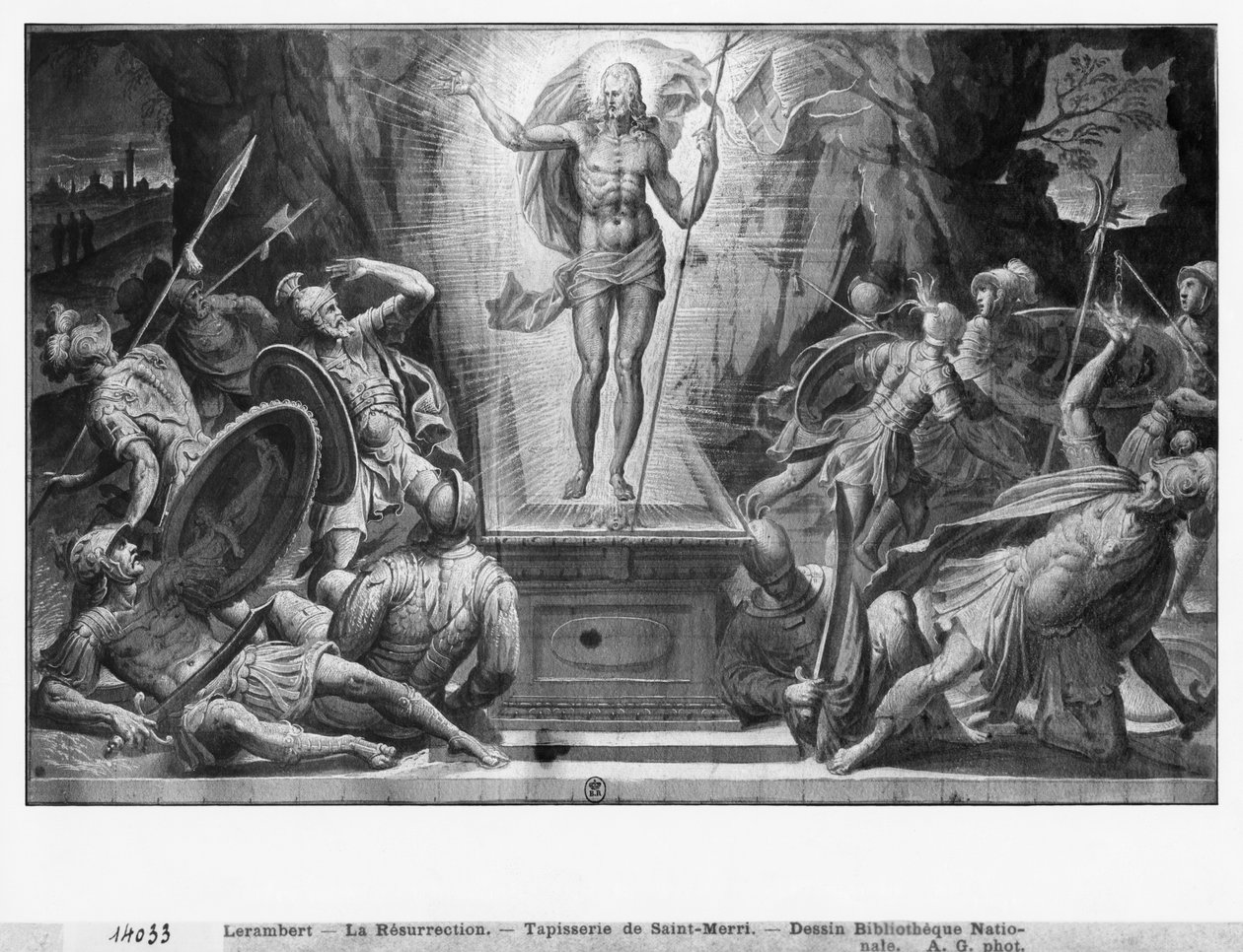 Life of Christ, Resurrection of Christ, preparatory study of tapestry cartoon for the Church Saint-Merri in Paris, c.1585-90 by Henri Lerambert