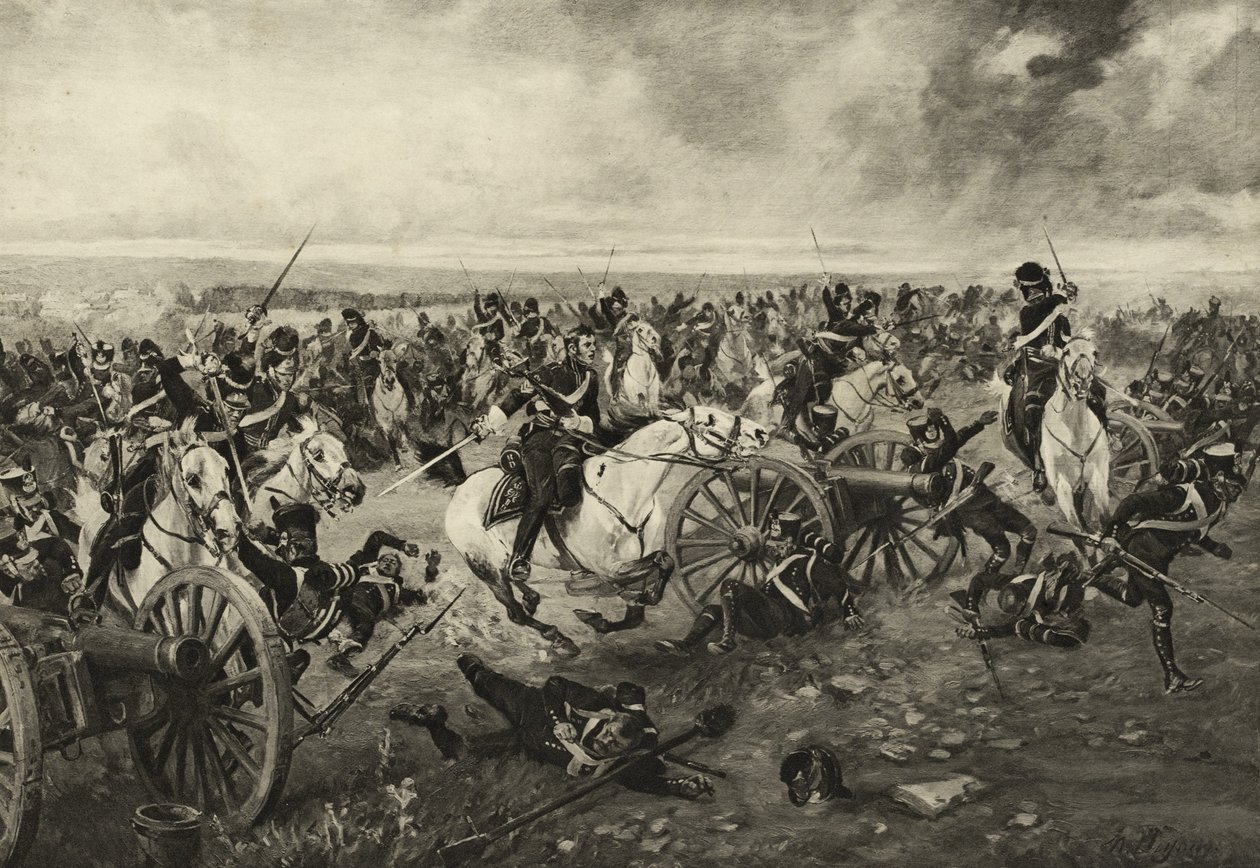 The Scots Greys at Waterloo, 18 June 1815, c.1902 by Henri Louis Dupray