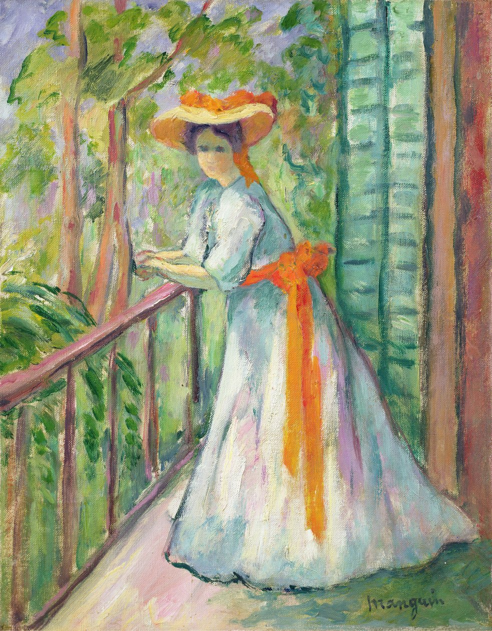 Woman on a Balcony, or Jeanne with an Orange Ribbon by Henri Charles Manguin