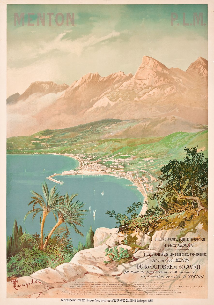 Poster advertising Menton, France by Henri Garnier Tanconville