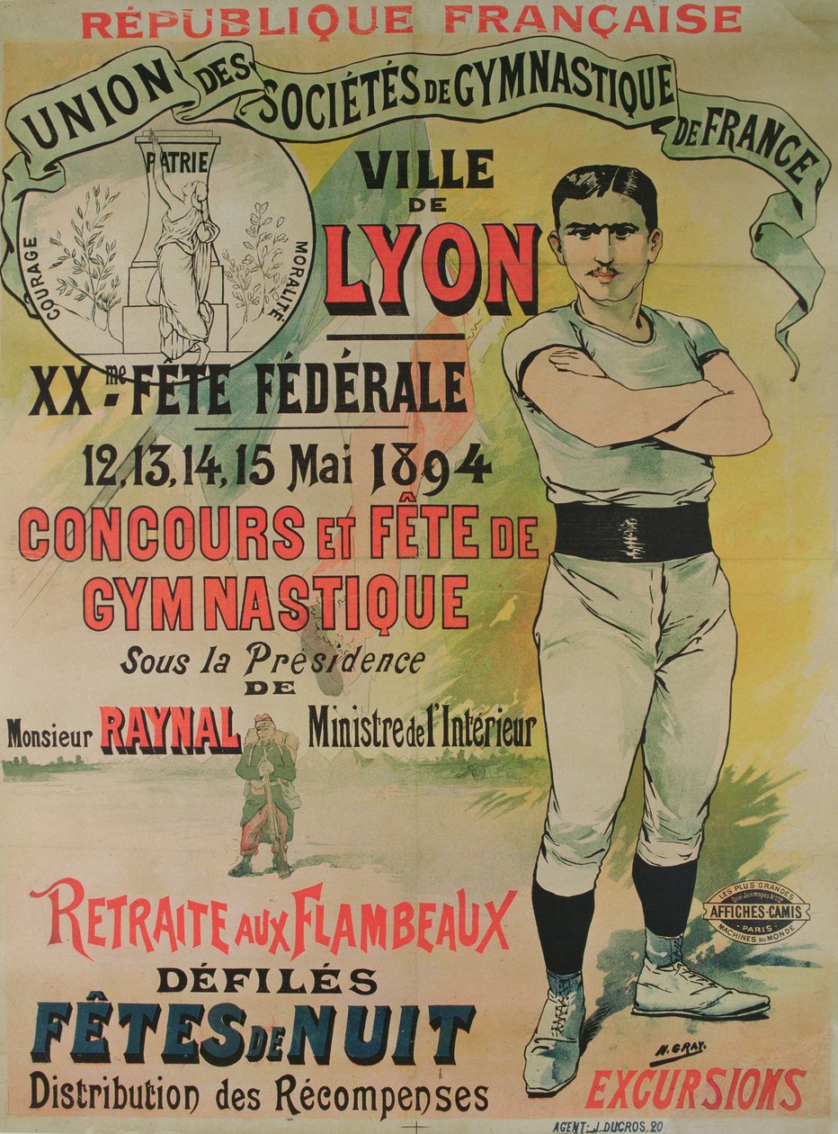 Poster advertising a gymnastics contest in Lyon by Henri  Gray