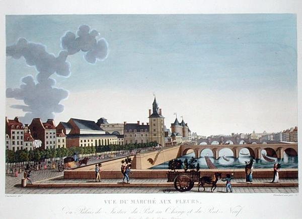 View of the Flower Market by the Palais de Justice by Henri (after) Courvoisier Voisin