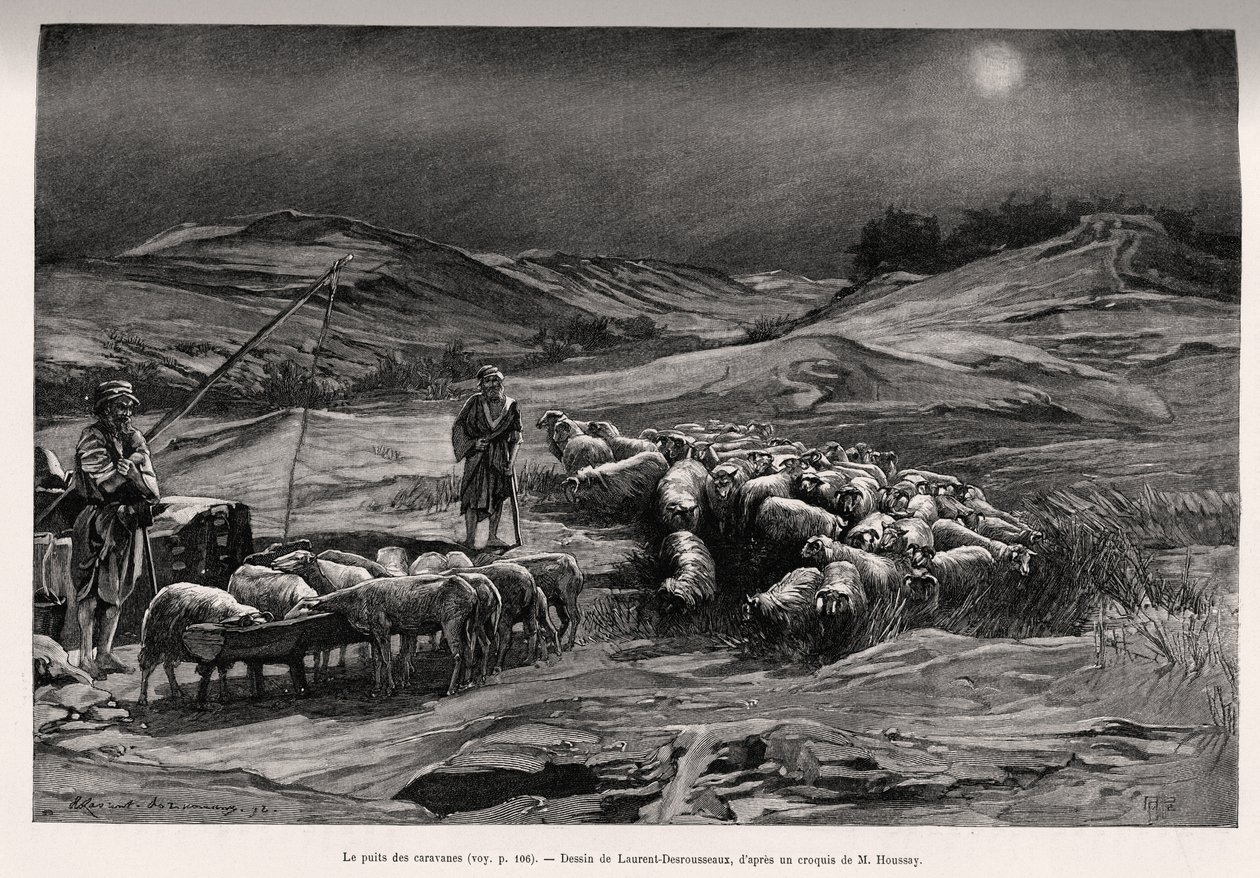 The Trailer Well. Engraving by Laurent Desrousseaux to illustrate the story 