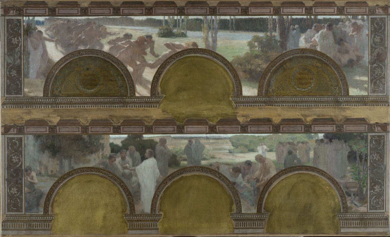Sketch for the north entrance salon of the Hôtel de Ville de Paris: Physical Exercises, Intellectual Exercises by Henri Bonis