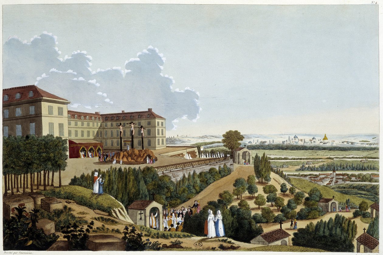 View of Calvary, during the feasts of the Ste Croix, in Suresnes - in Views of Paris by Courvoisier by Henri Courvoisier Voisin