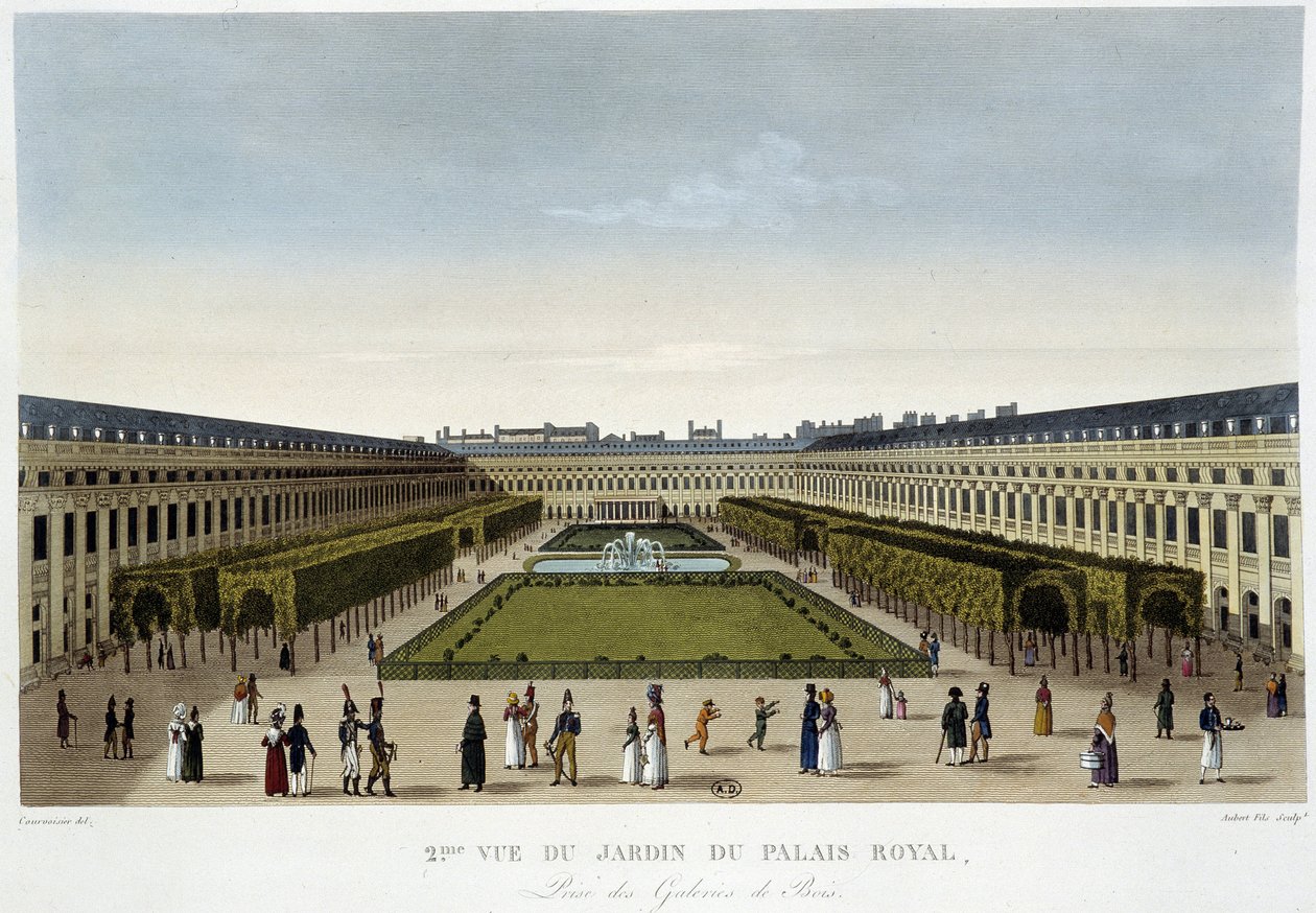 View of the Royal Palace Garden - in “Views of Paris” by Courvoisier by Henri Courvoisier Voisin