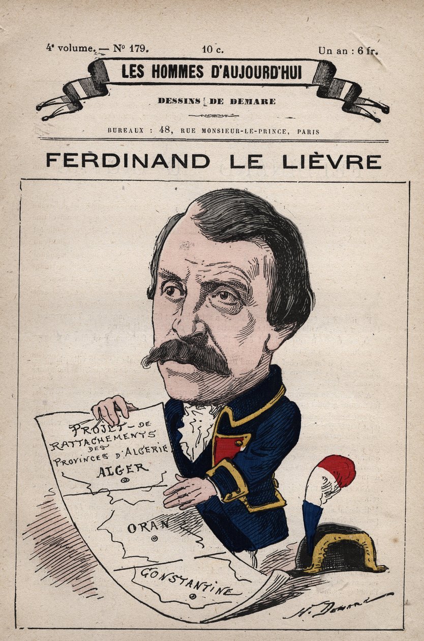Cartoon of Ferdinand Le Lievre (Lelievre) (1799-1886) English Senator in Algeria from 